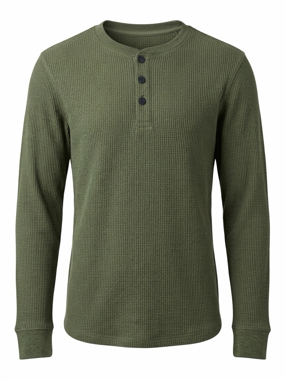 Vineyard Vines Olive Waffle Henley Long Sleeve